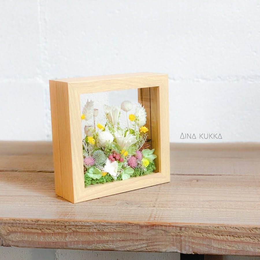 [ガラスフレームアレンジ]ナチュラルガーデン/プリザーブド×ドライフラワー